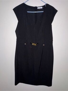 Calvin Klein | Dresses | Calvin Klein Black Sheath Dress With Gold Zipper On Back